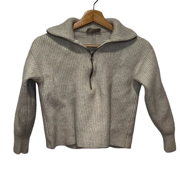 Everlane Cream 100% Wool Half Zip Stand Collar Sweater Women's Size Medium - Picture 1 of 8